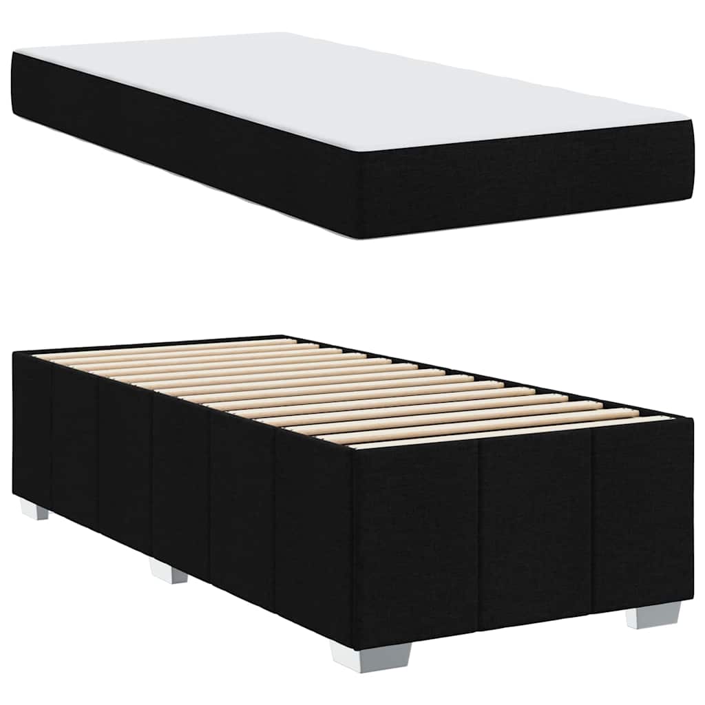 Sengestel Med Madras Sort 100 X 200 Cm Stof - Billede 5