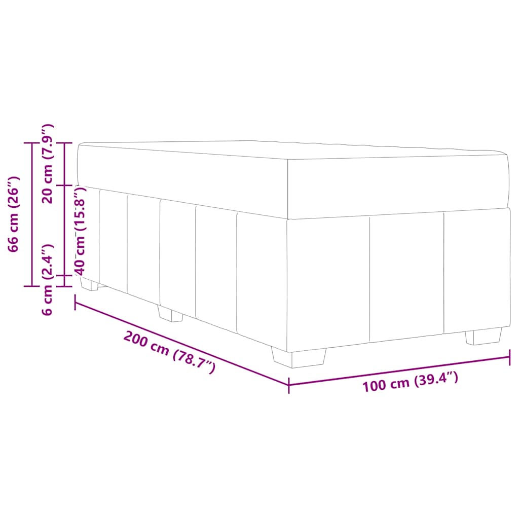 Sengestel Med Madras Sort 100 X 200 Cm Stof - Billede 12