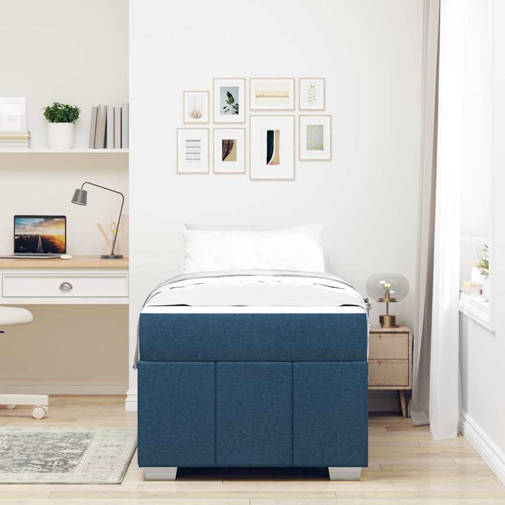 Sengestel Med Madras Blå 120 X 190 Cm Stof - Billede 4