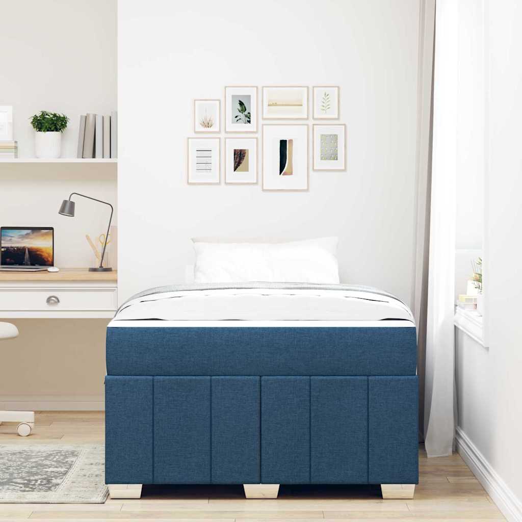 Sengestel Med Madras Blå 120 X 200 Cm Stof - Billede 4