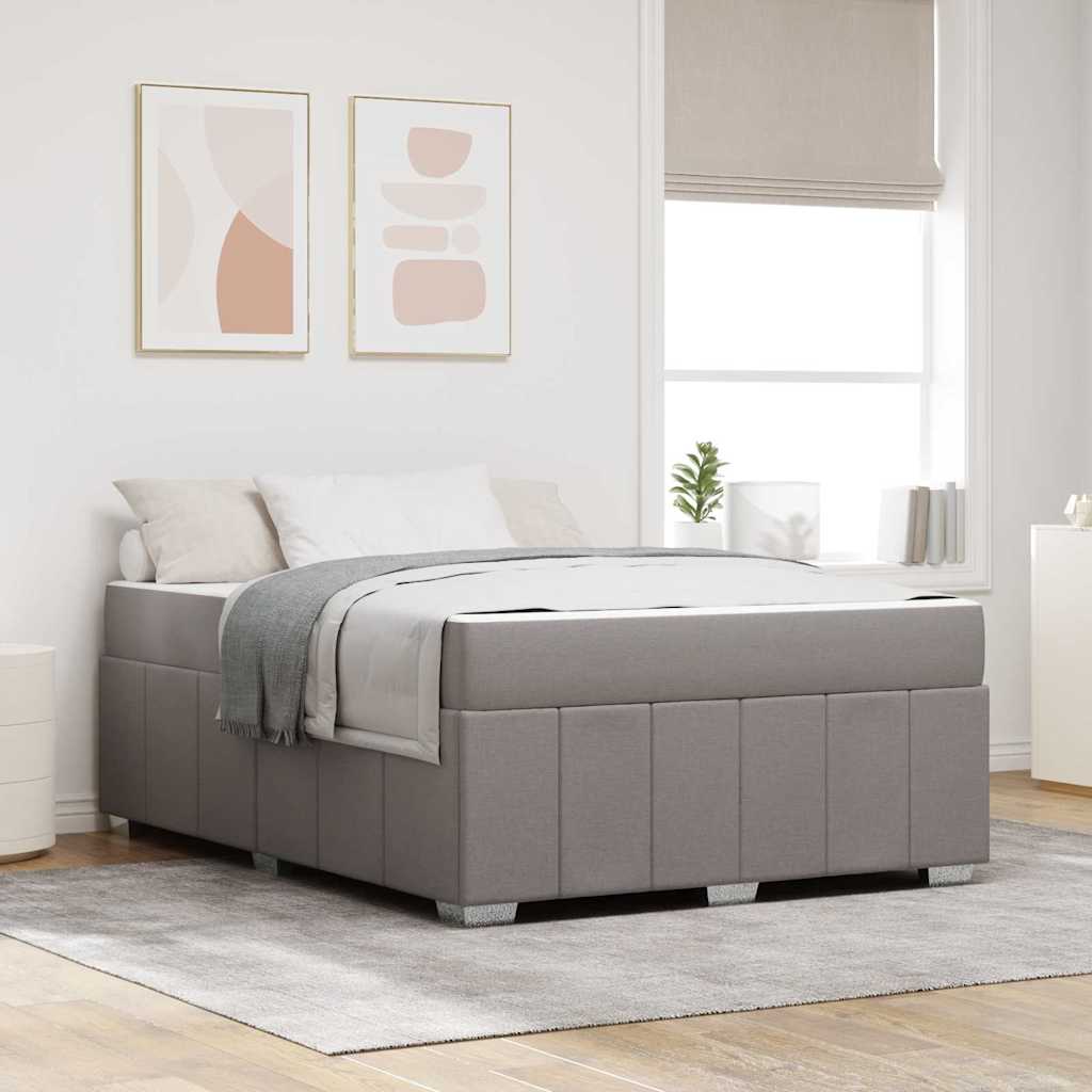 Sengestel Med Madras Gråbrun 140 X 200 Cm Stof - Hovedbillede