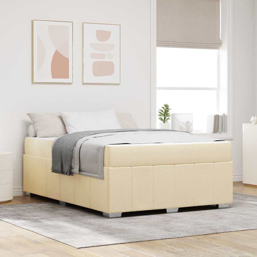 Sengestel Med Madras Creme 140 X 200 Cm Stof - Hovedbillede