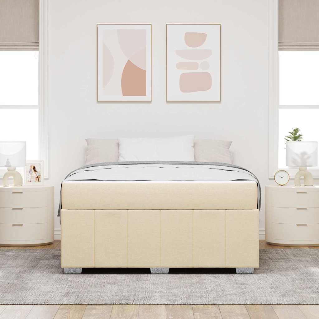 Sengestel Med Madras Creme 140 X 200 Cm Stof - Billede 4