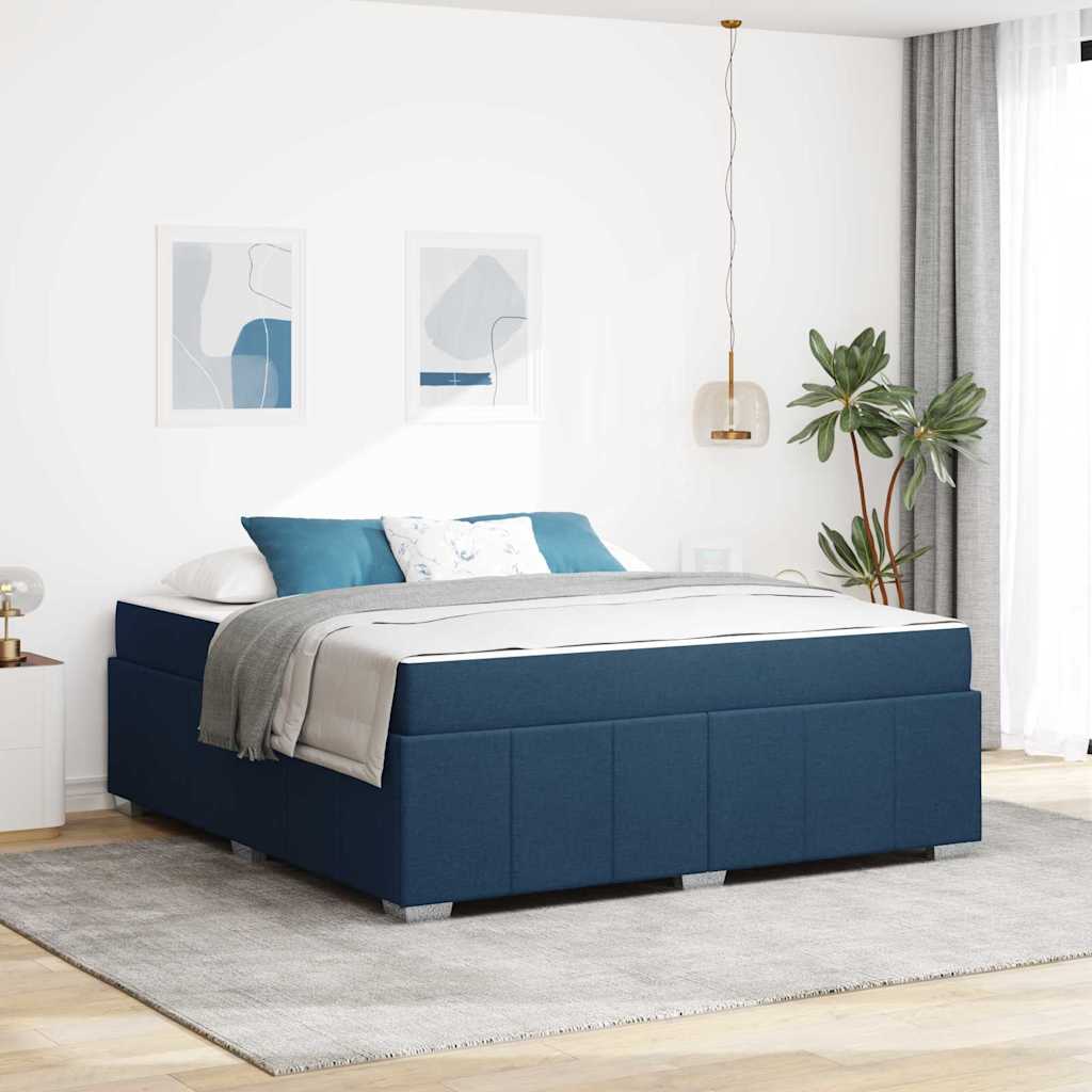 Sengestel Med Madras Blå 180 X 200 Cm Stof - Hovedbillede