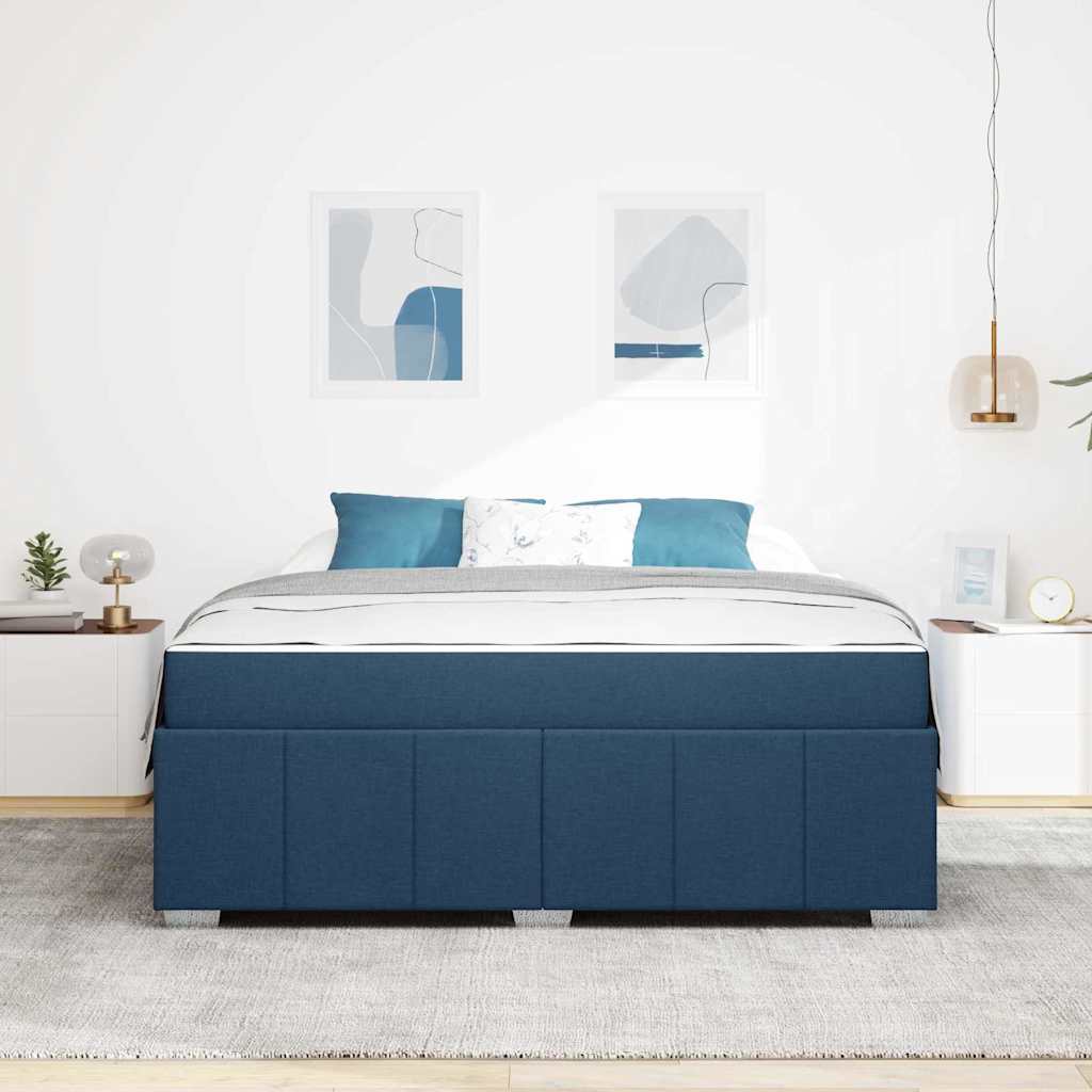 Sengestel Med Madras Blå 180 X 200 Cm Stof - Billede 4