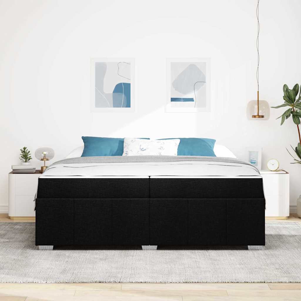 Sengestel Med Madras Sort 200 X 200 Cm Stof - Billede 4
