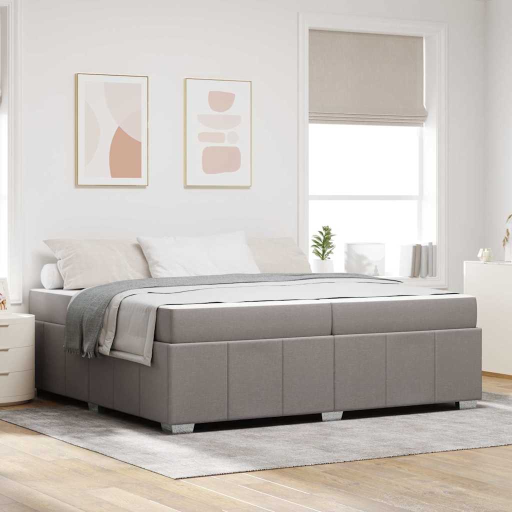 Sengestel Med Madras Gråbrun 200 X 200 Cm Stof - Hovedbillede