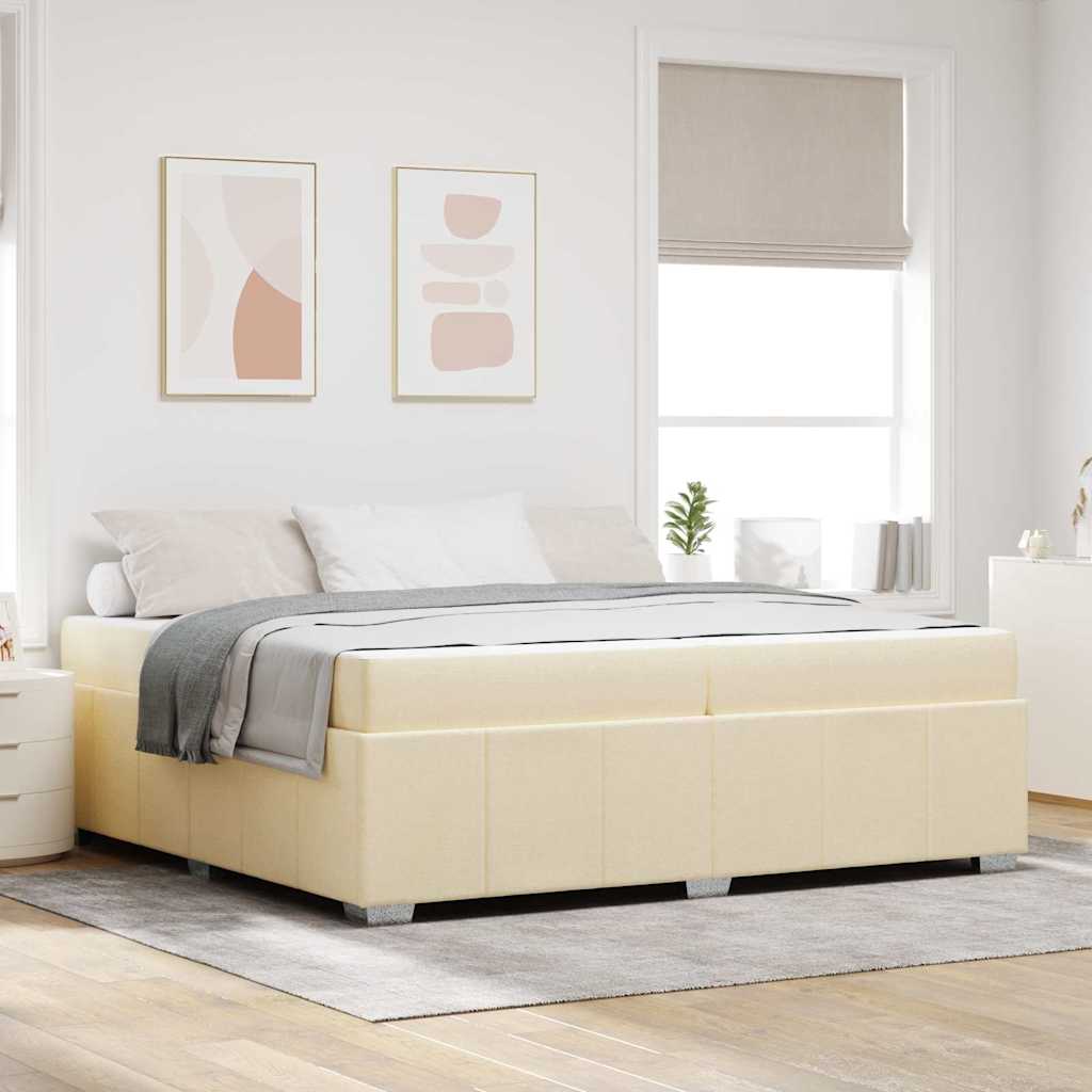 Sengestel Med Madras Creme 200 X 200 Cm Stof - Hovedbillede