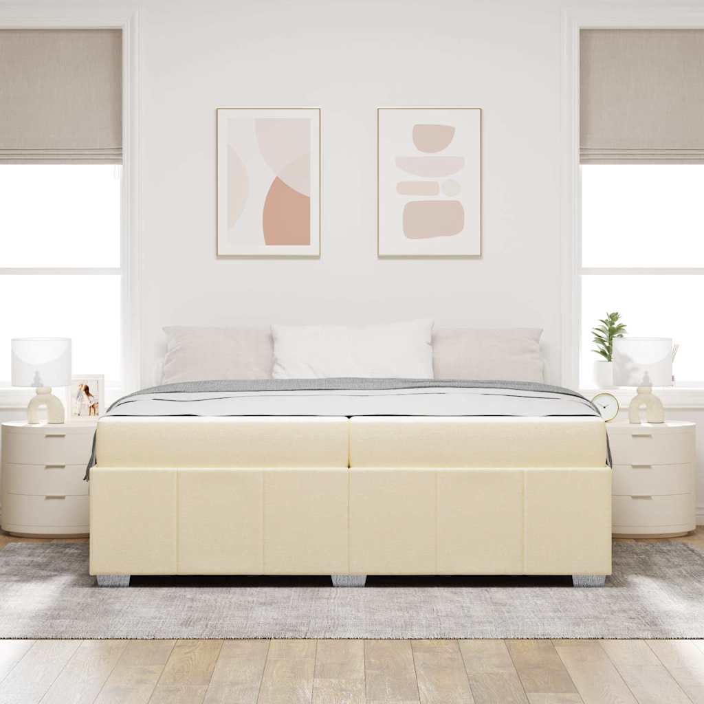 Sengestel Med Madras Creme 200 X 200 Cm Stof - Billede 4