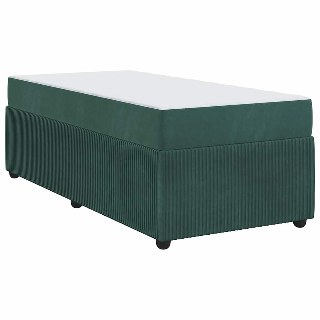 Sengeramme Med Madras Med Madras Mørkegrøn 80 X 200 Cm Fløjl - Billede 2