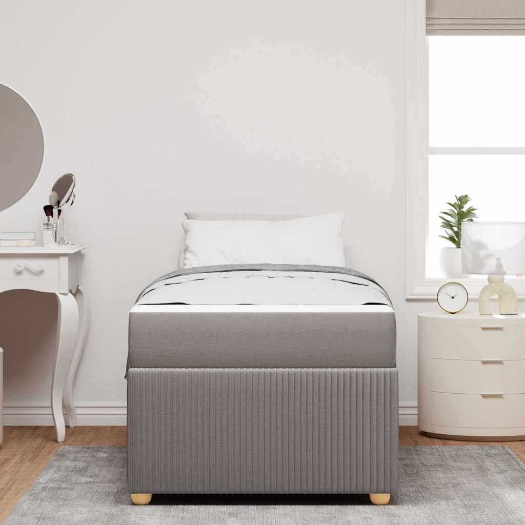 Sengeramme Med Madras Med Madras Gråbrun 90 X 190 Cm Stof - Billede 4