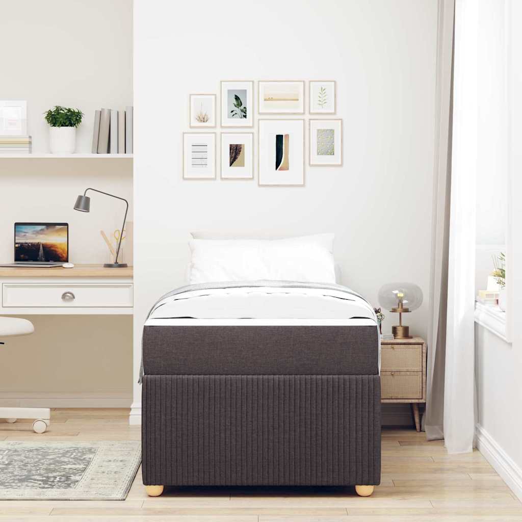 Sengeramme Med Madras Med Madras Mørkebrun 90 X 200 Cm Stof - Billede 4