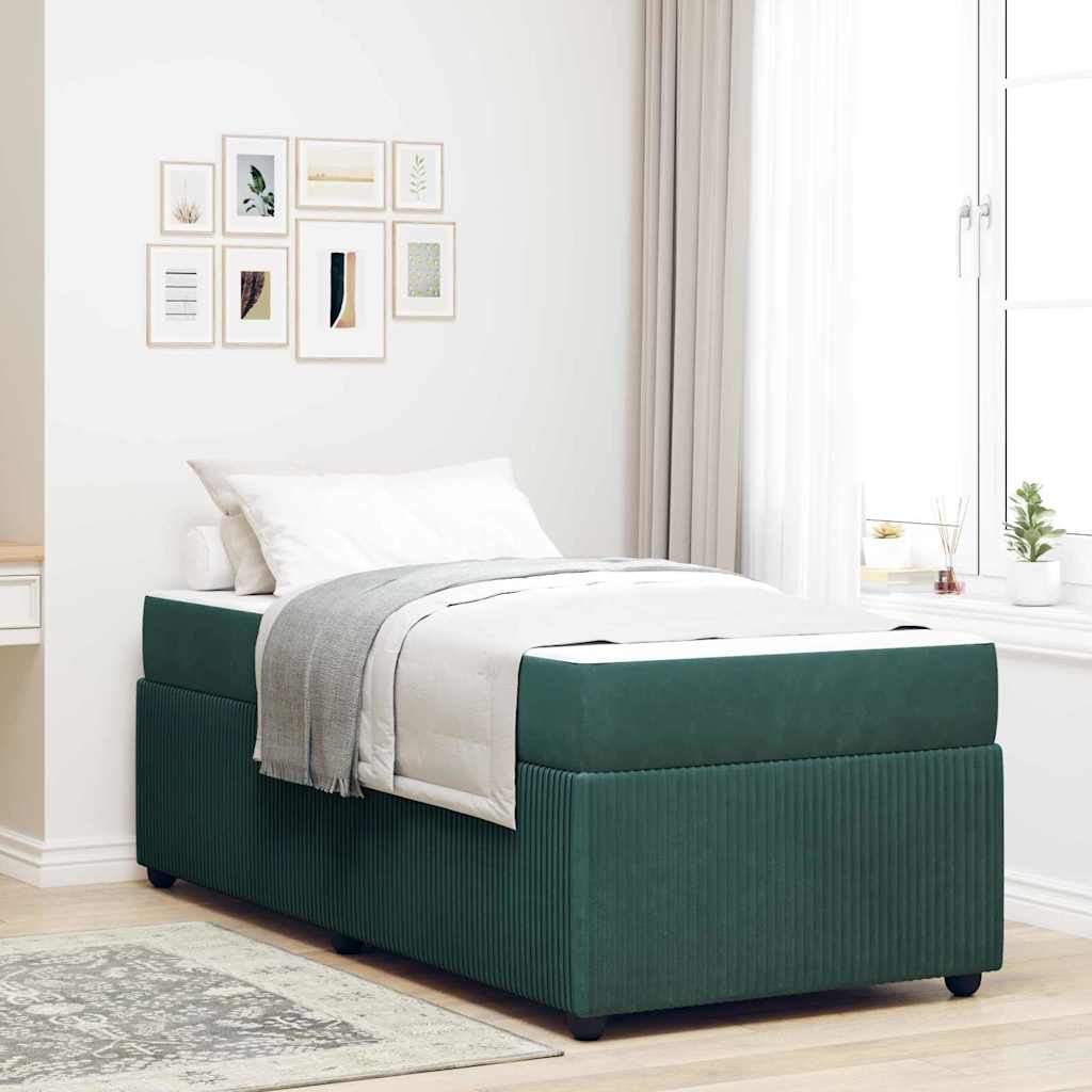 Sengeramme Med Madras Med Madras Mørkegrøn 100 X 200 Cm Fløjl - Hovedbillede