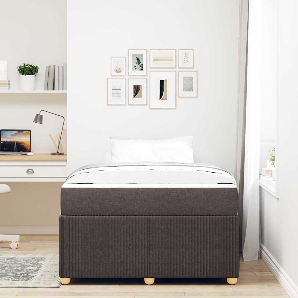 Sengeramme Med Madras Med Madras Mørkebrun 120 X 190 Cm Stof - Billede 4
