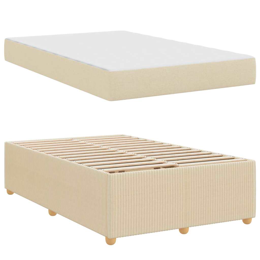 Sengeramme Med Madras Med Madras Creme 120 X 190 Cm Stof - Billede 5