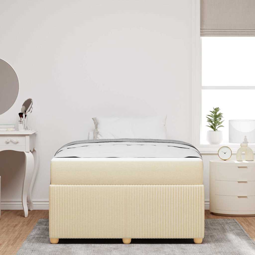 Sengeramme Med Madras Med Madras Creme 120 X 200 Cm Stof - Billede 4