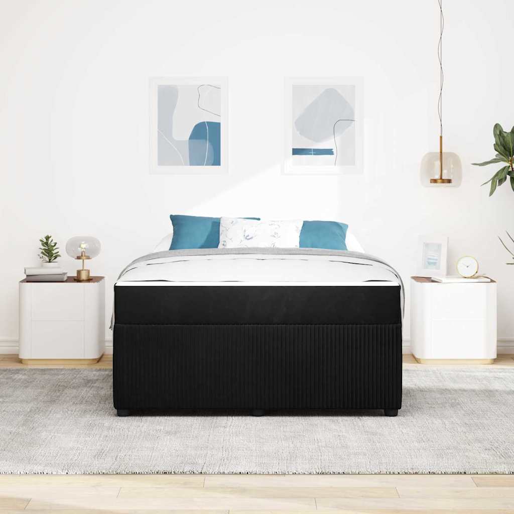 Sengeramme Med Madras Med Madras Sort 140 X 200 Cm Fløjl - Billede 4