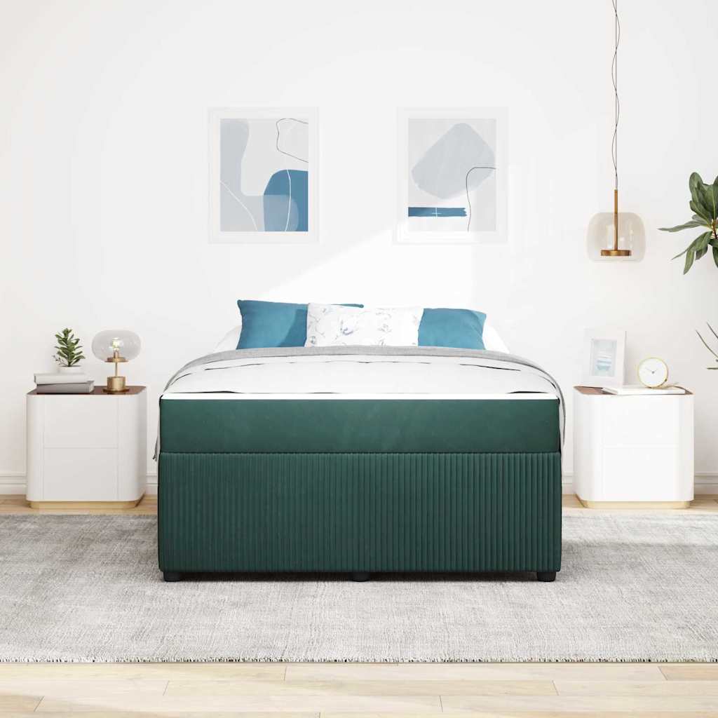 Sengeramme Med Madras Med Madras Mørkegrøn 140 X 200 Cm Fløjl - Billede 4