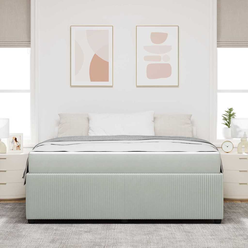 Sengeramme Med Madras Lys Grå Og Hvid Og Lys Grå 180 X 200 Cm - Billede 4