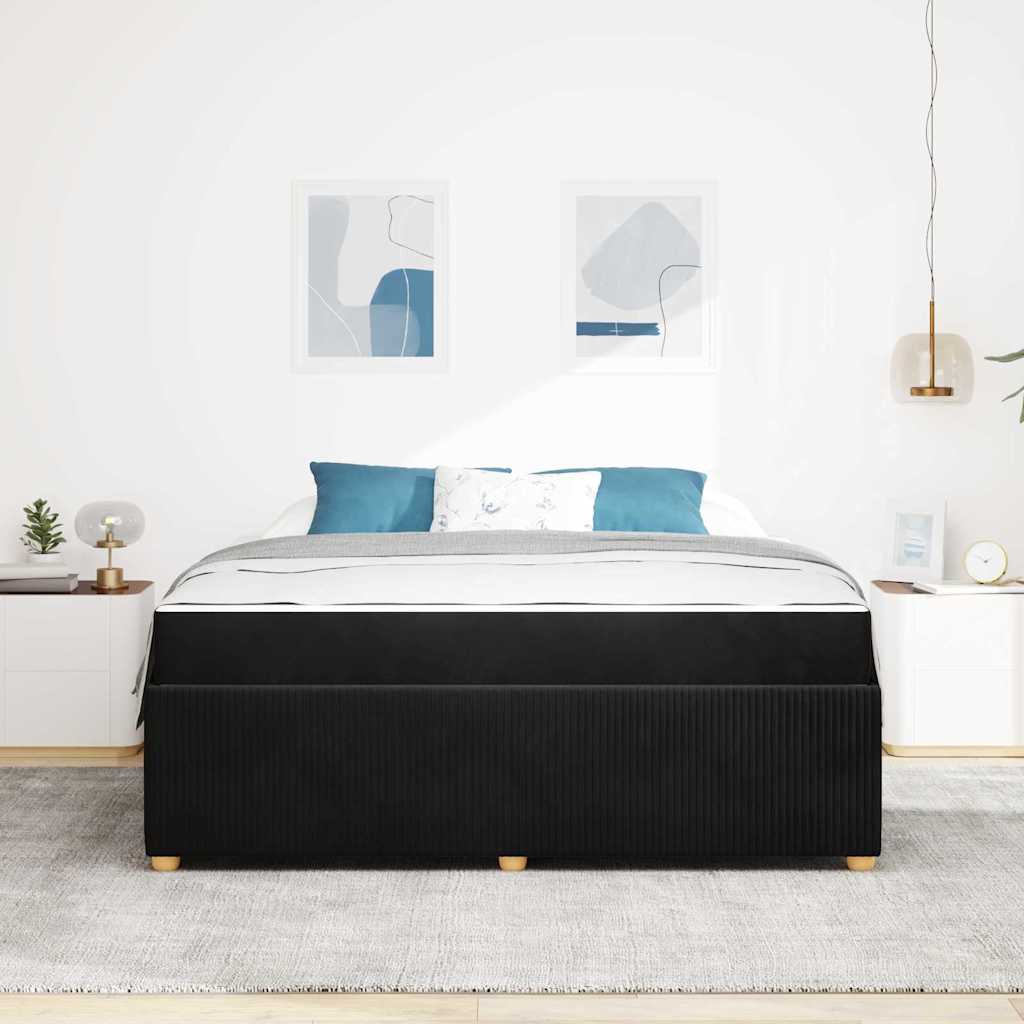 Sengeramme Med Madras Med Madras Sort 180 X 200 Cm Fløjl - Billede 4