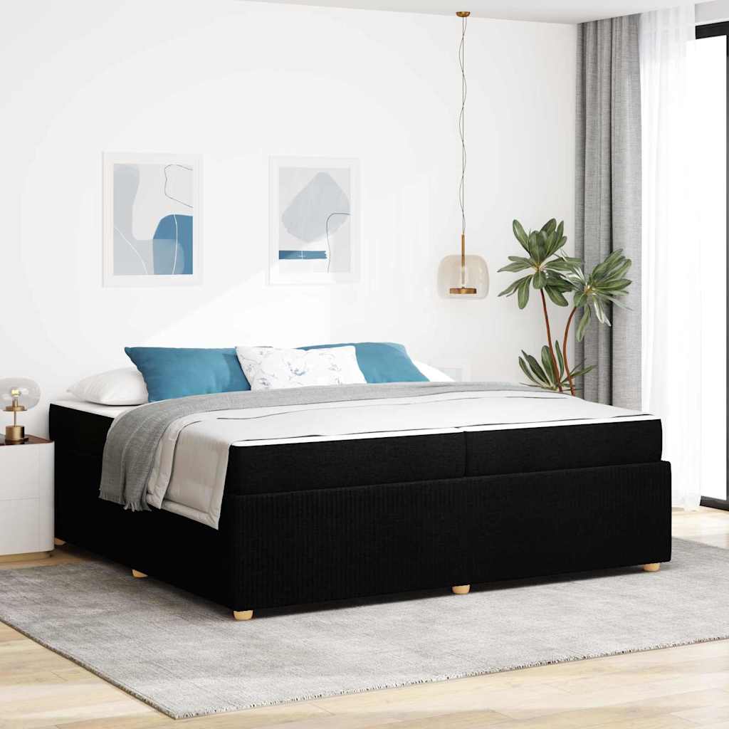 Sengeramme Med Madras Med Madras Sort 200 X 200 Cm Stof - Hovedbillede