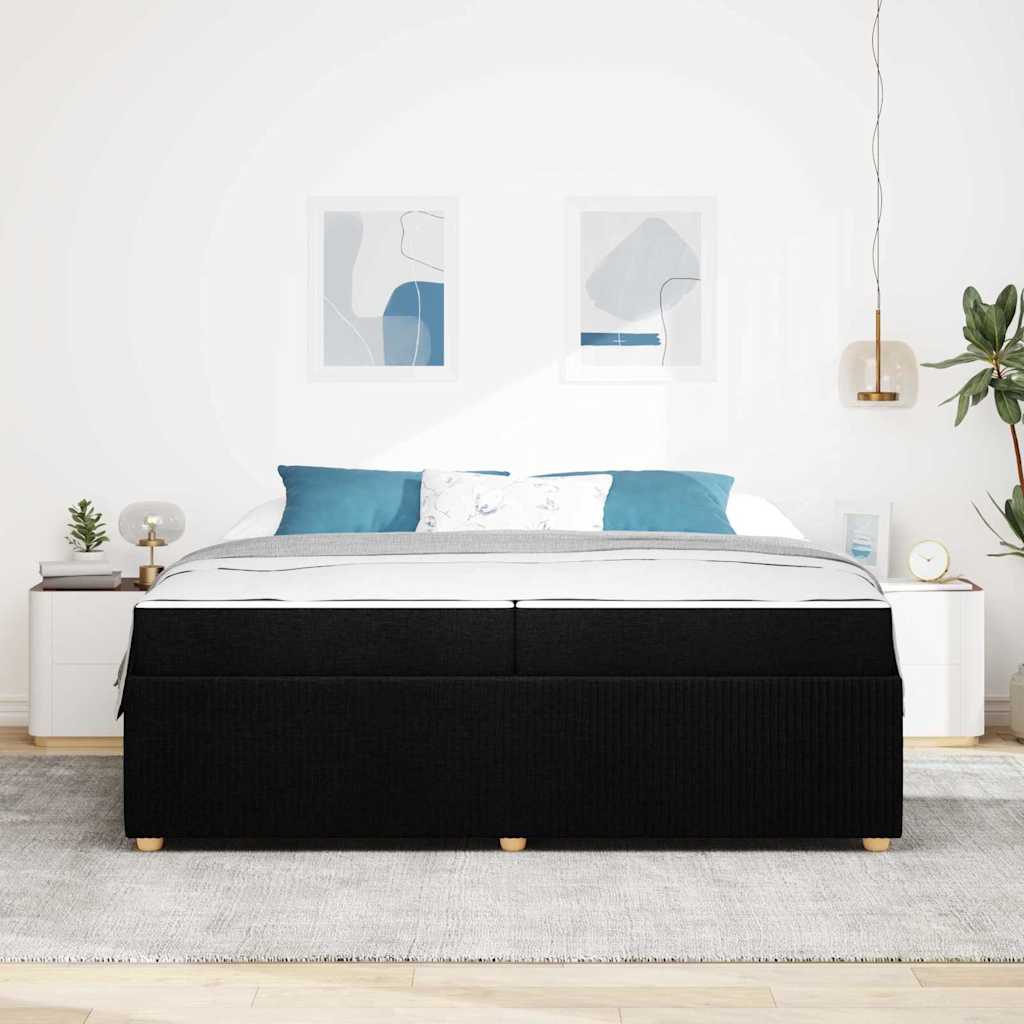 Sengeramme Med Madras Med Madras Sort 200 X 200 Cm Stof - Billede 4