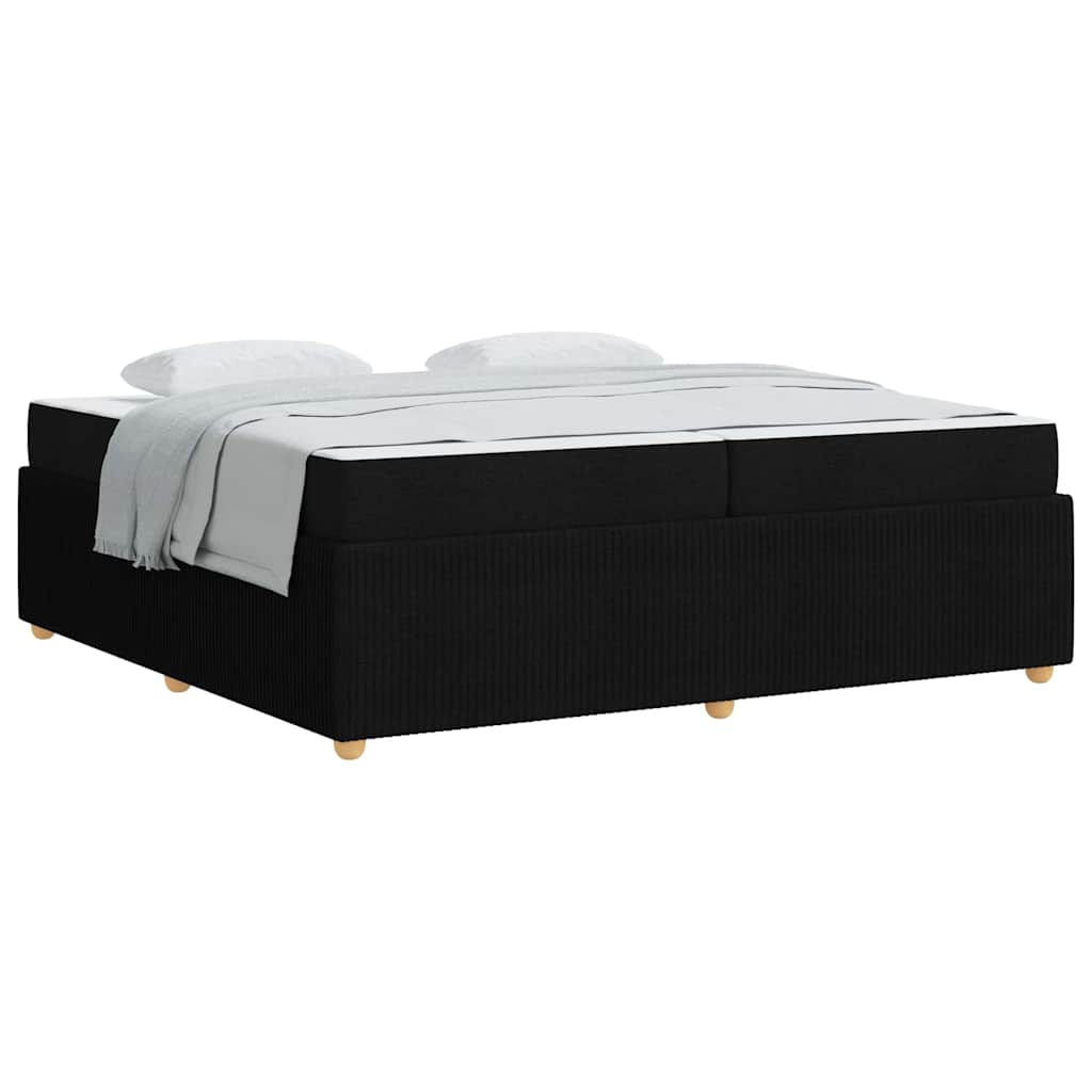 Sengeramme Med Madras Med Madras Sort 200 X 200 Cm Stof - Billede 3