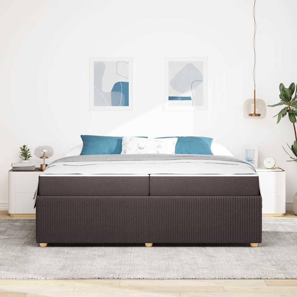 Sengeramme Med Madras Med Madras Mørkebrun 200 X 200 Cm Stof - Billede 4