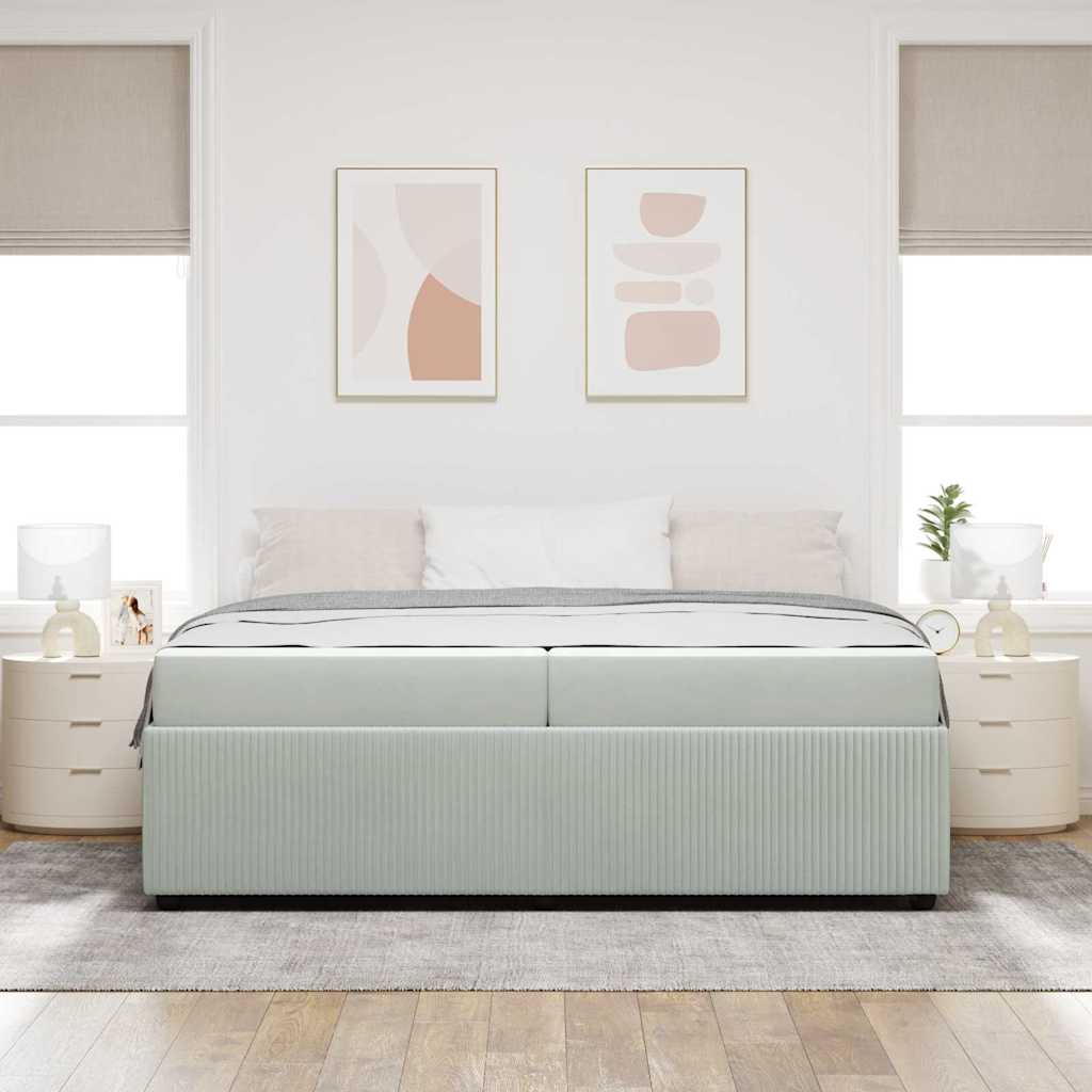 Sengeramme Med Madras Med Madras Lysegrå 200 X 200 Cm Fløjl - Billede 4