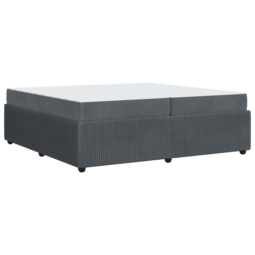 Sengeramme Med Madras Med Madras Mørkegrå 200 X 200 Cm Fløjl - Billede 2
