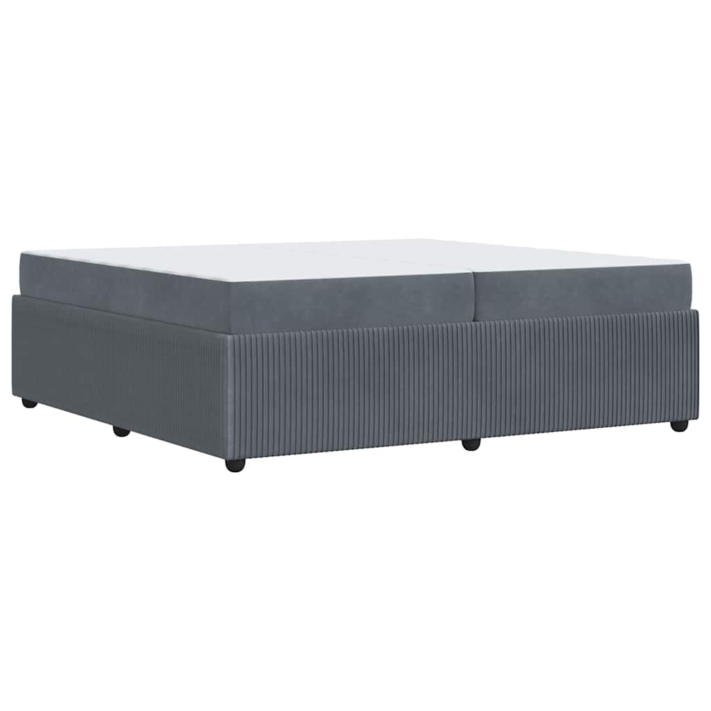 Sengeramme Med Madras Med Madras Mørkegrå 200 X 200 Cm Fløjl - Billede 8