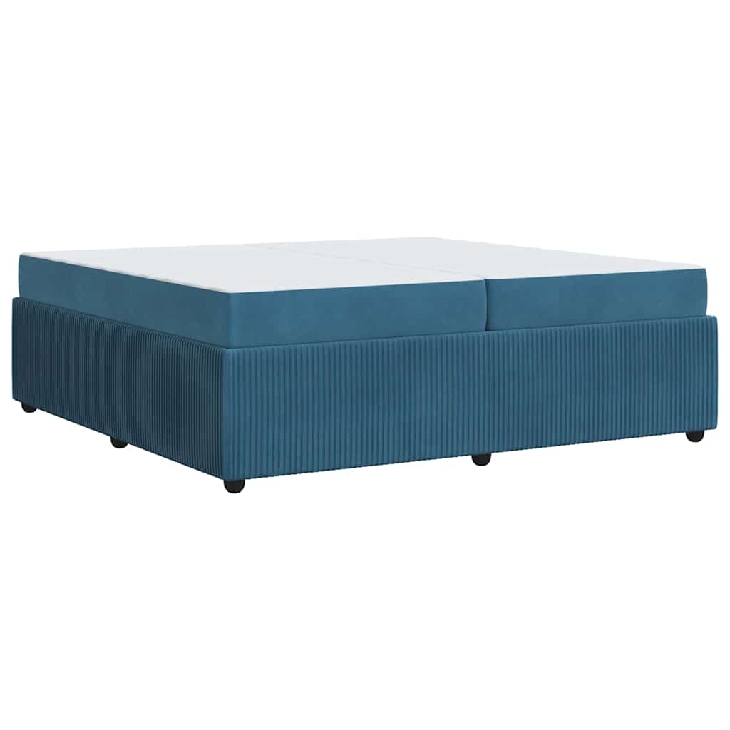 Sengeramme Med Madras Med Madras Blå 200 X 200 Cm Fløjl - Billede 2
