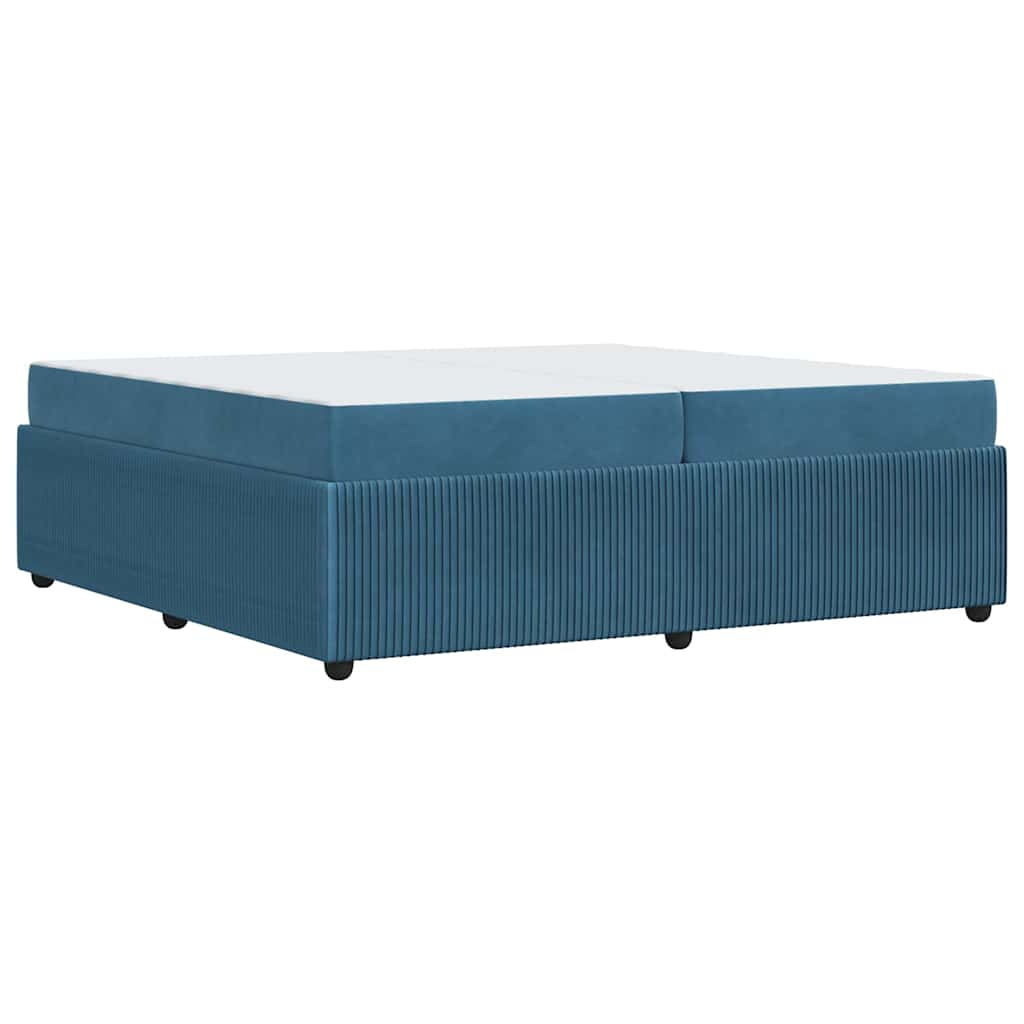 Sengeramme Med Madras Med Madras Blå 200 X 200 Cm Fløjl - Billede 8