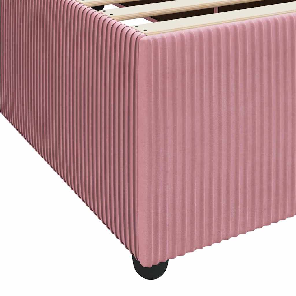 Sengeramme Med Madras Med Madras Lyserød 200 X 200 Cm Fløjl - Billede 9