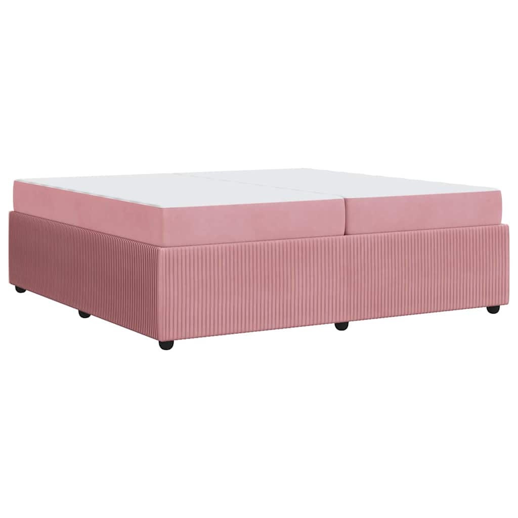 Sengeramme Med Madras Med Madras Lyserød 200 X 200 Cm Fløjl - Billede 2