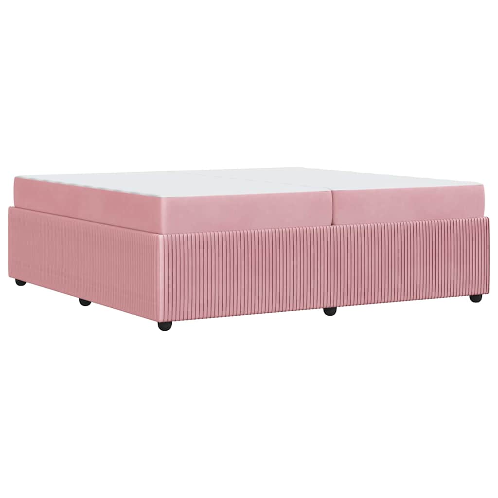 Sengeramme Med Madras Med Madras Lyserød 200 X 200 Cm Fløjl - Billede 8