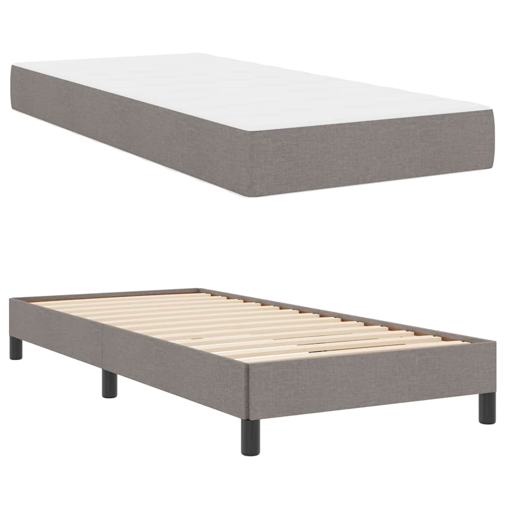 Box Spring Seng Med Madras Gråbrun 100 X 200 Cm Stof - Billede 6
