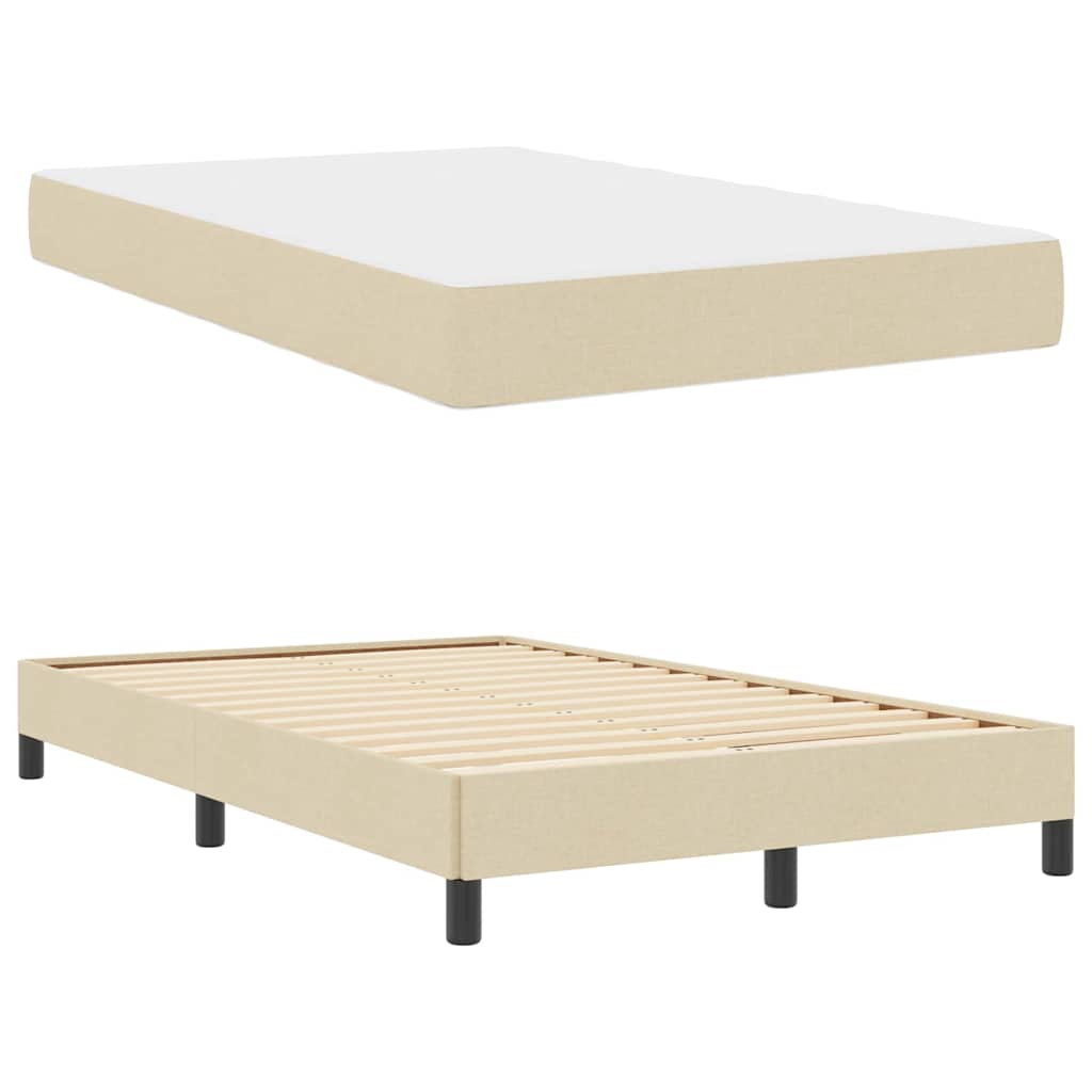 Box Spring Seng Med Madras Creme 120 X 190 Cm Stof - Billede 5