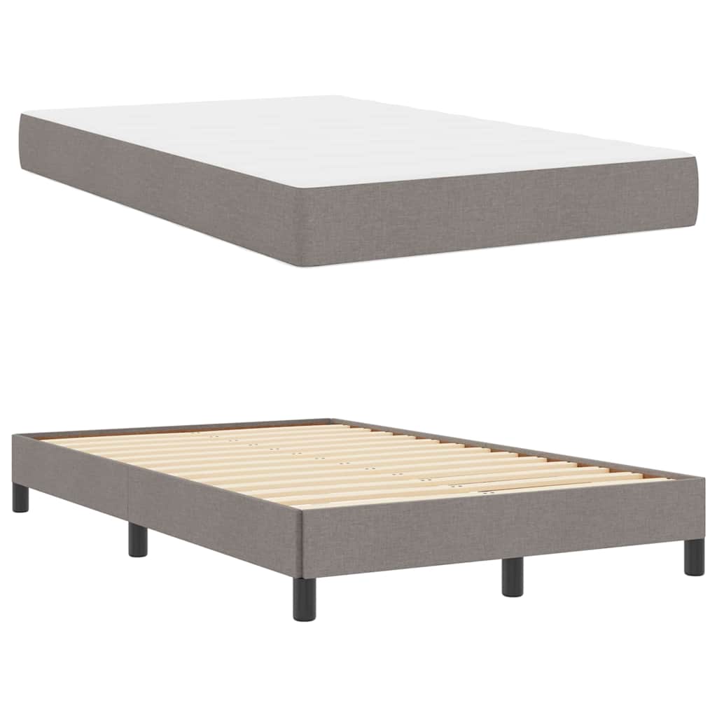 Box Spring Seng Med Madras Gråbrun 120 X 200 Cm Stof - Billede 5