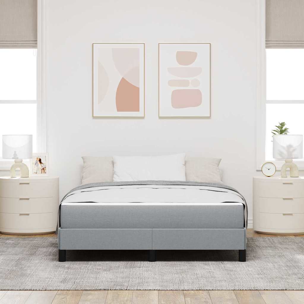 Box Spring Seng Med Madras Lysegrå 140 X 190 Cm Stof - Billede 4