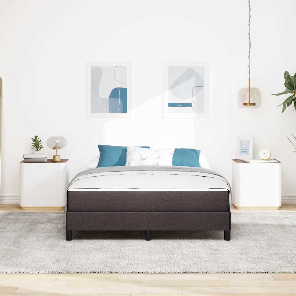 Box Spring Seng Med Madras Mørkebrun 140 X 190 Cm Stof - Billede 4
