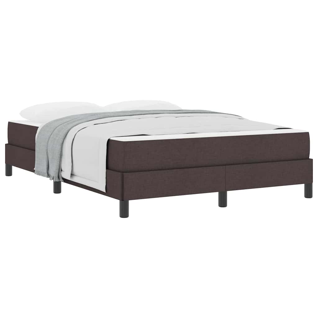 Box Spring Seng Med Madras Mørkebrun 140 X 190 Cm Stof - Billede 3