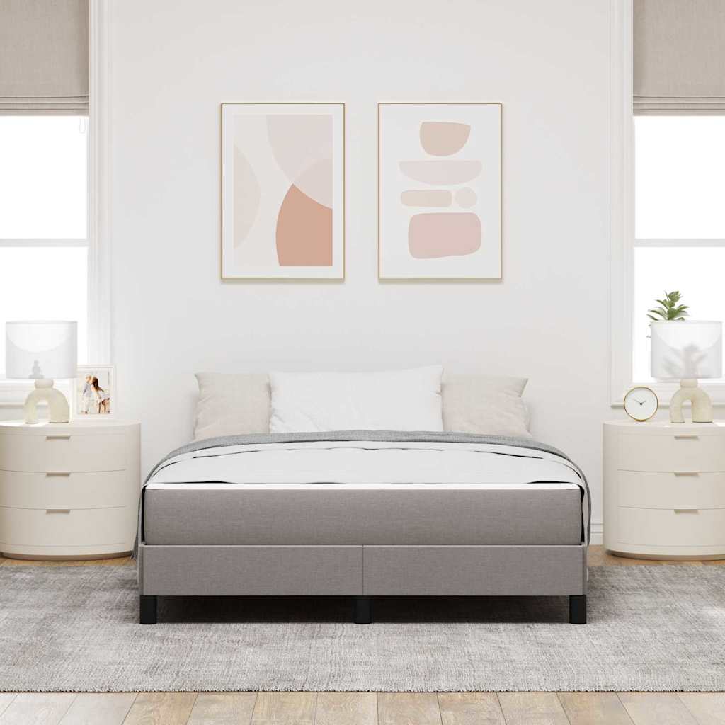 Box Spring Seng Med Madras Gråbrun 160 X 200 Cm Stof - Billede 4
