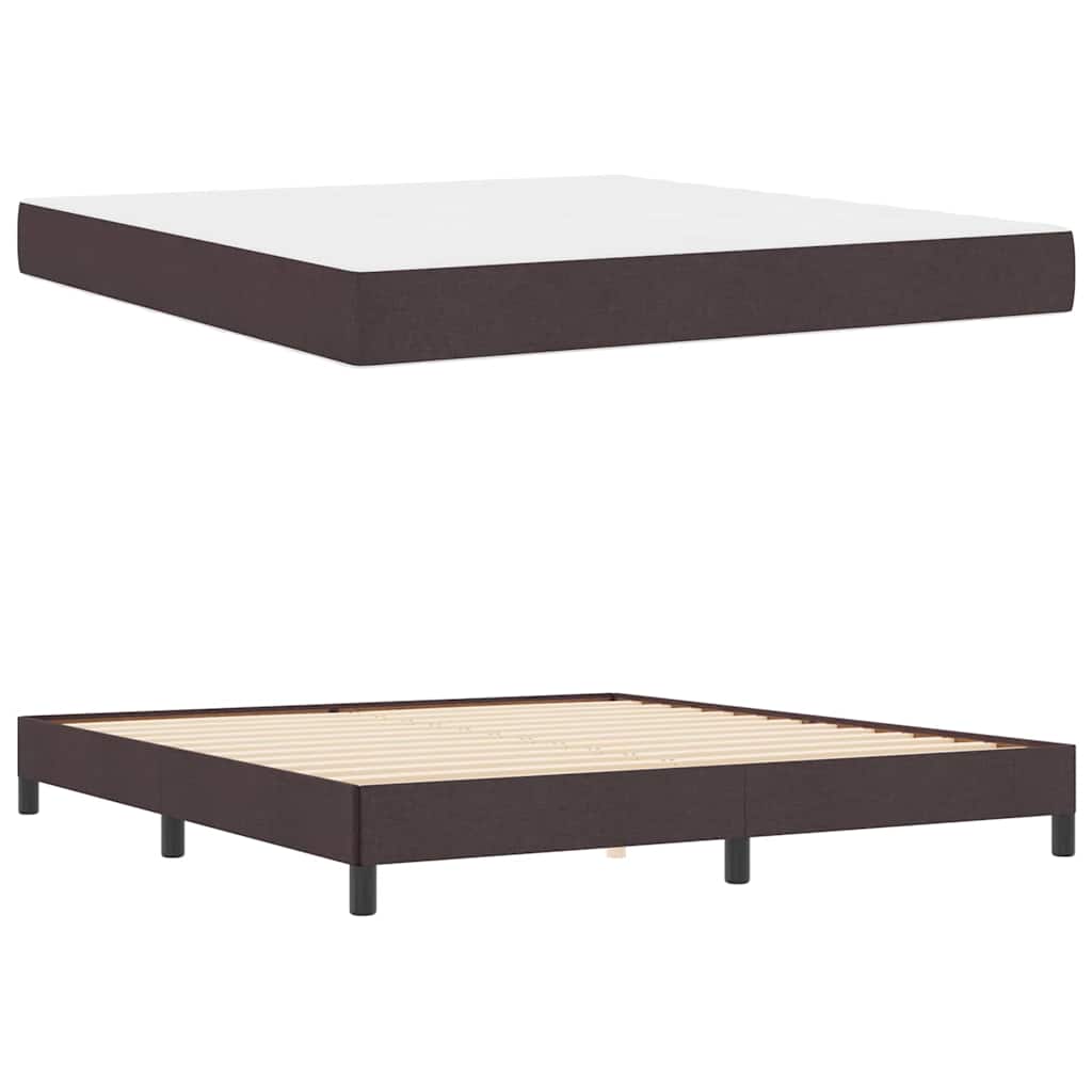 Box Spring Seng Med Madras Mørkebrun 180 X 200 Cm Stof - Billede 5