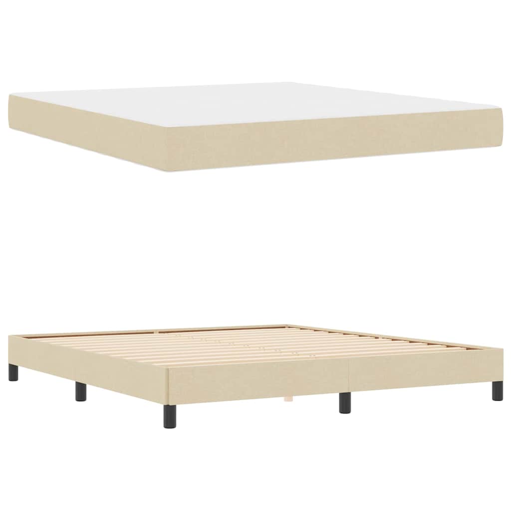 Box Spring Seng Med Madras Creme 180 X 200 Cm Stof - Billede 5