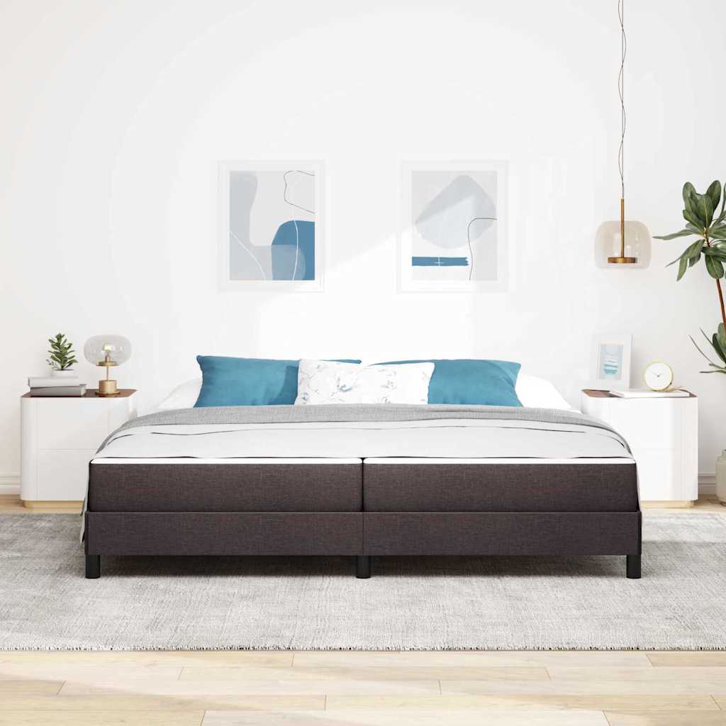 Box Spring Seng Med Madras Mørkebrun 200 X 200 Cm Stof - Billede 4