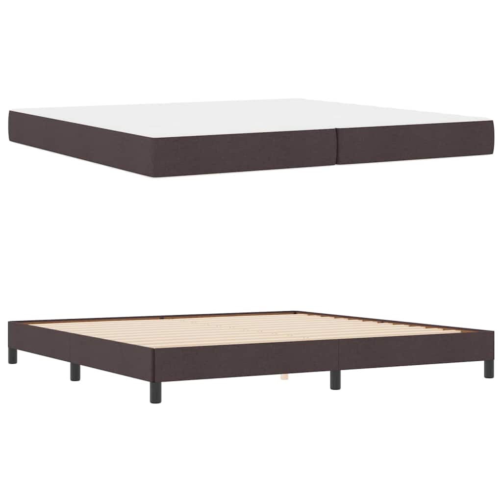 Box Spring Seng Med Madras Mørkebrun 200 X 200 Cm Stof - Billede 5