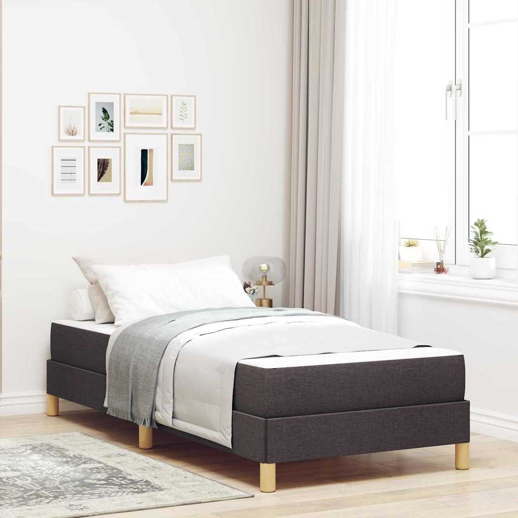 Box Spring Seng Brun 80 X 200 Cm Stof Og Konstrueret Træ - Hovedbillede