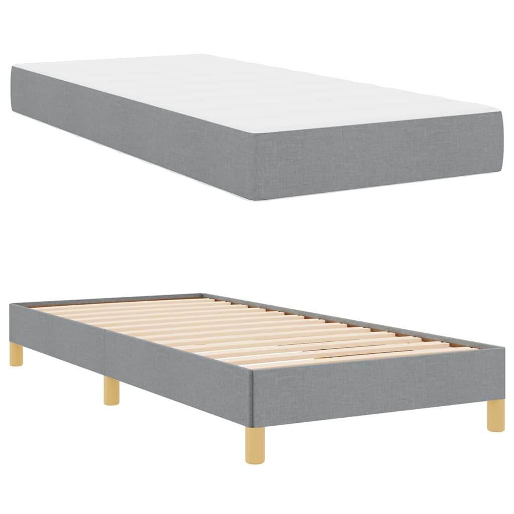 Box Spring Seng Lysegrå Og Brun 90 X 190 Cm - Billede 4