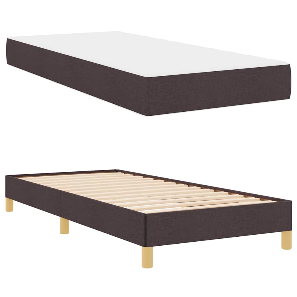 Box Spring Seng Brun 90 X 190 Cm Stof Og Konstrueret Træ - Billede 5